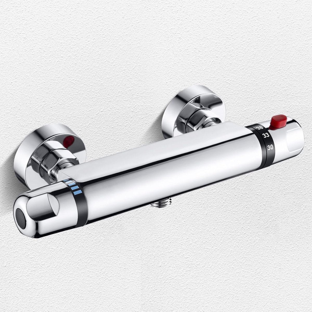 SnelShoppen - Thermostatische Douchekraan met Veiligheidsknop 38°C, Mengkraan, Chroom, G1/2, Stabiele Watertemperatuur, Doucheaccessoire van Messing
