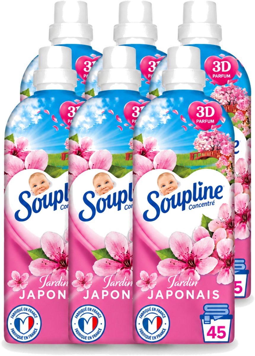 6 x Soupline – Wasverzachter – Japanse Tuin – 950 ml - Voordeelverpakking - 6 stuks