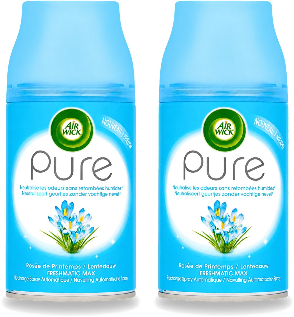 2 x Air Wick Freshmatic - Luchtverfrisser Navulling - Pure Lentedauw - 250ml - Voordeelverpakking - 2 stuks
