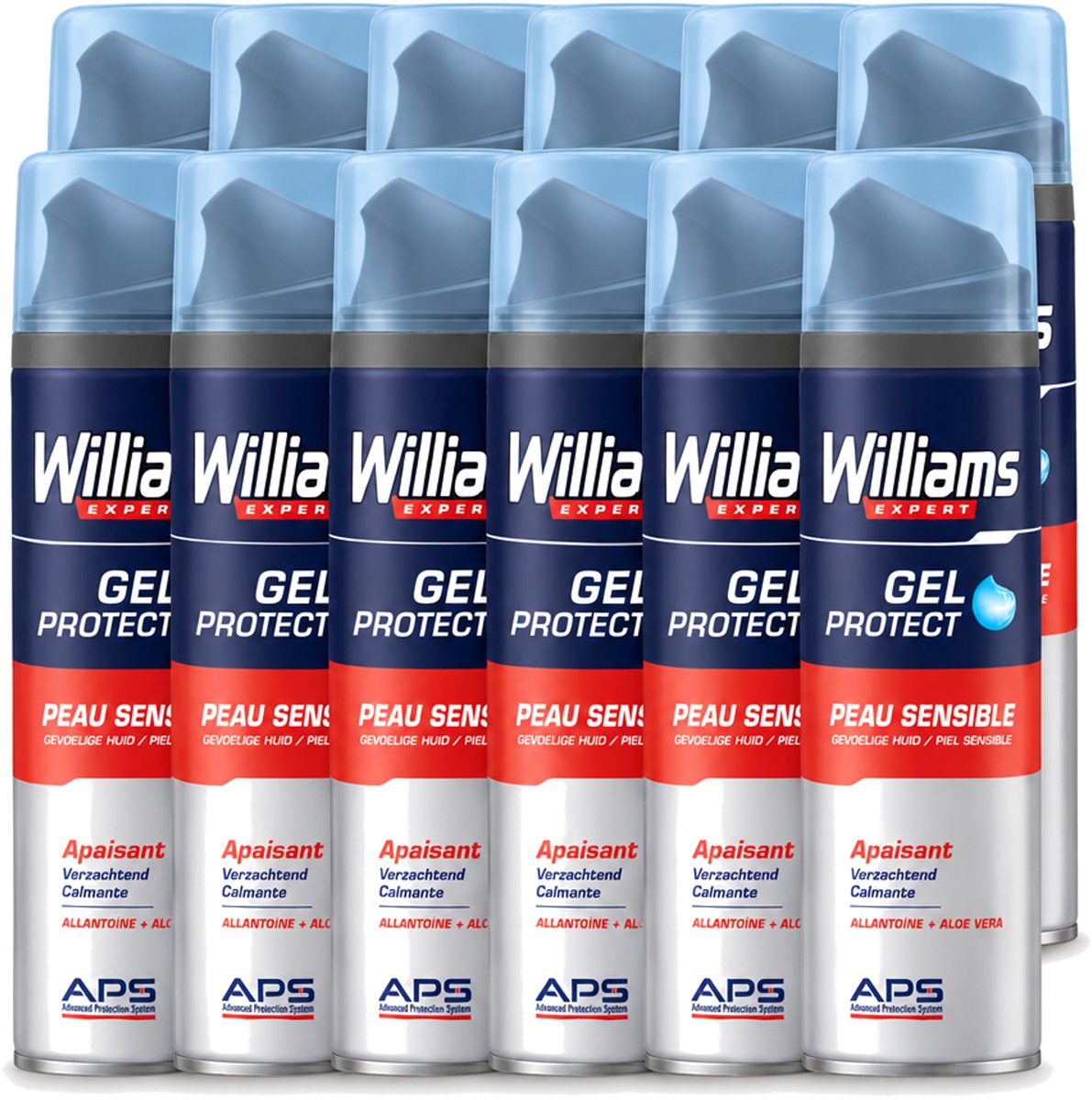 12 x Williams - Expert - Scheergel - Gevoelige Huid- 200 ml - Voordeelverpakking - 12 stuks