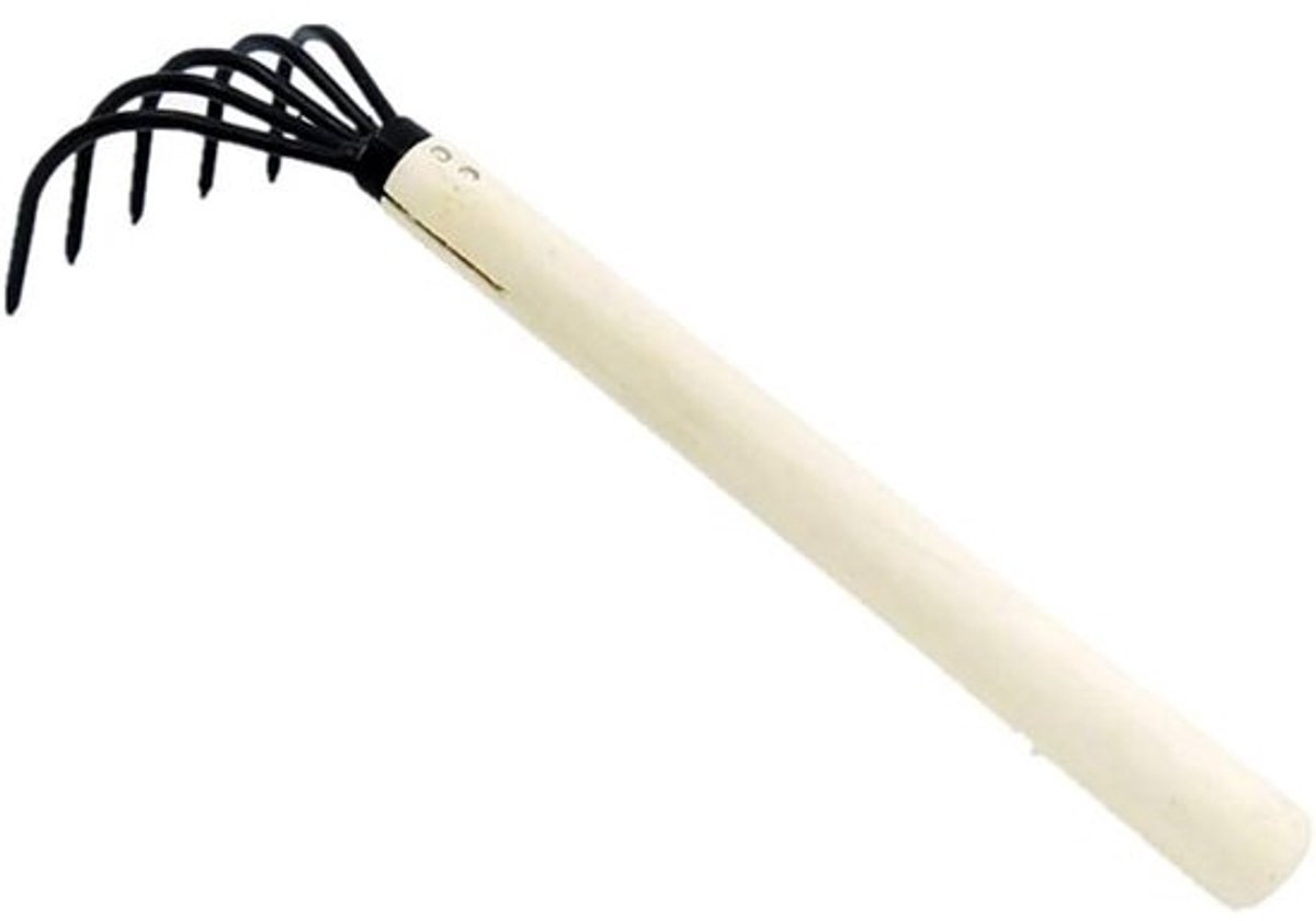 Mini-tuinhark - Handhark - met klauw - Voor het losmaken - van grond - Ergonomische grip - van hout - 34 cm - lengte