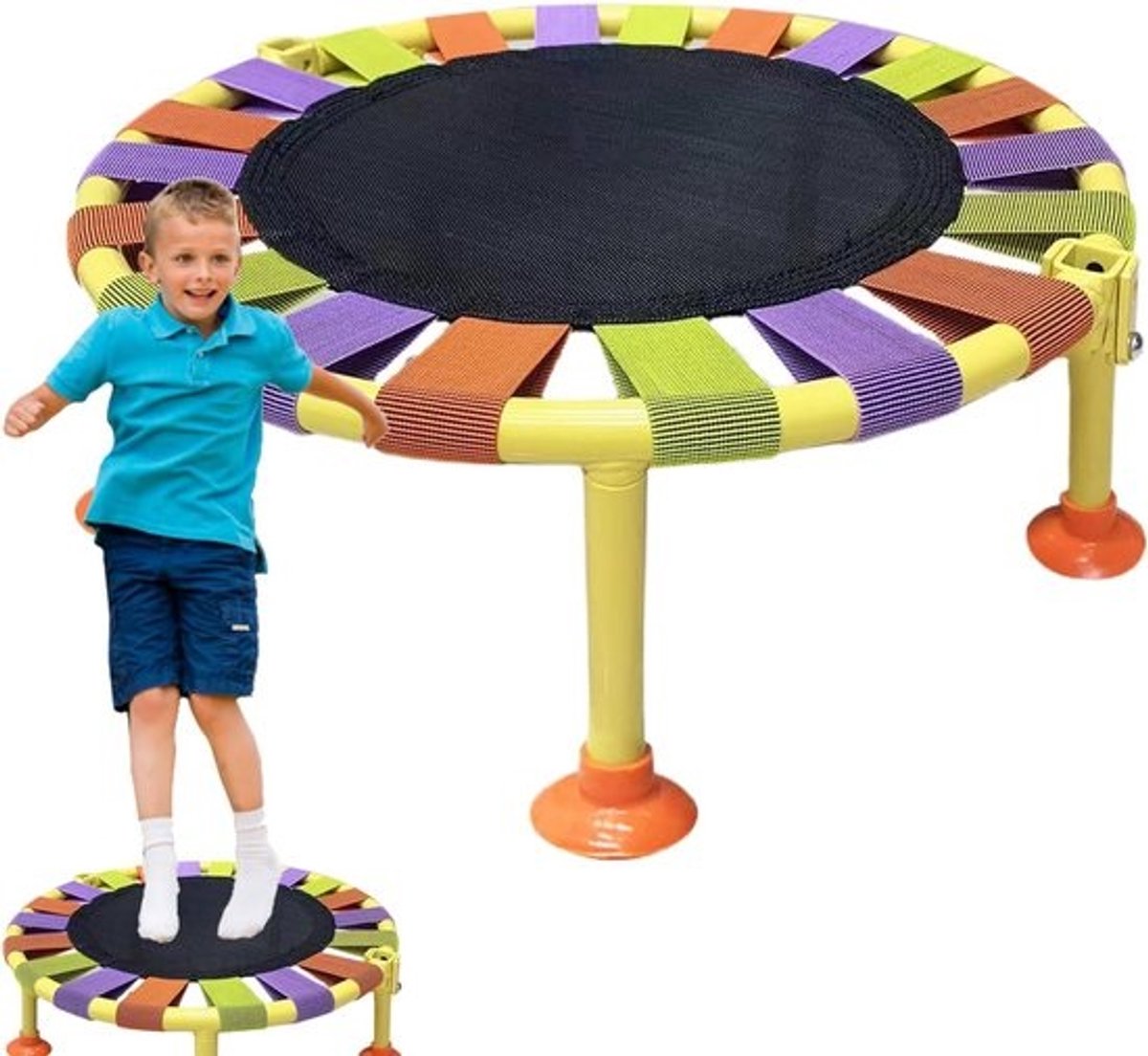 Opvouwbare trampoline - Mini-rebounder - Indoorfitness - Draagbaar ontwerp - 45x16cm - Kleurrijk