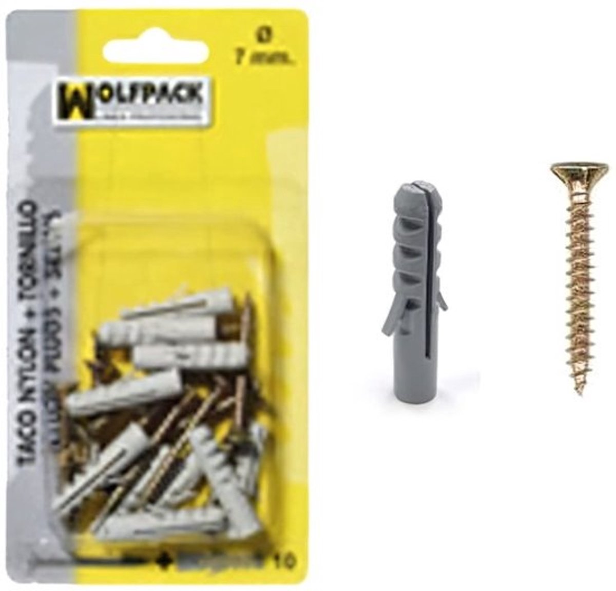 Nylonpluggen - Spaanplaatschroeven - Voor bevestiging in de muur - Randloze verbinding - Diameter 6 mm