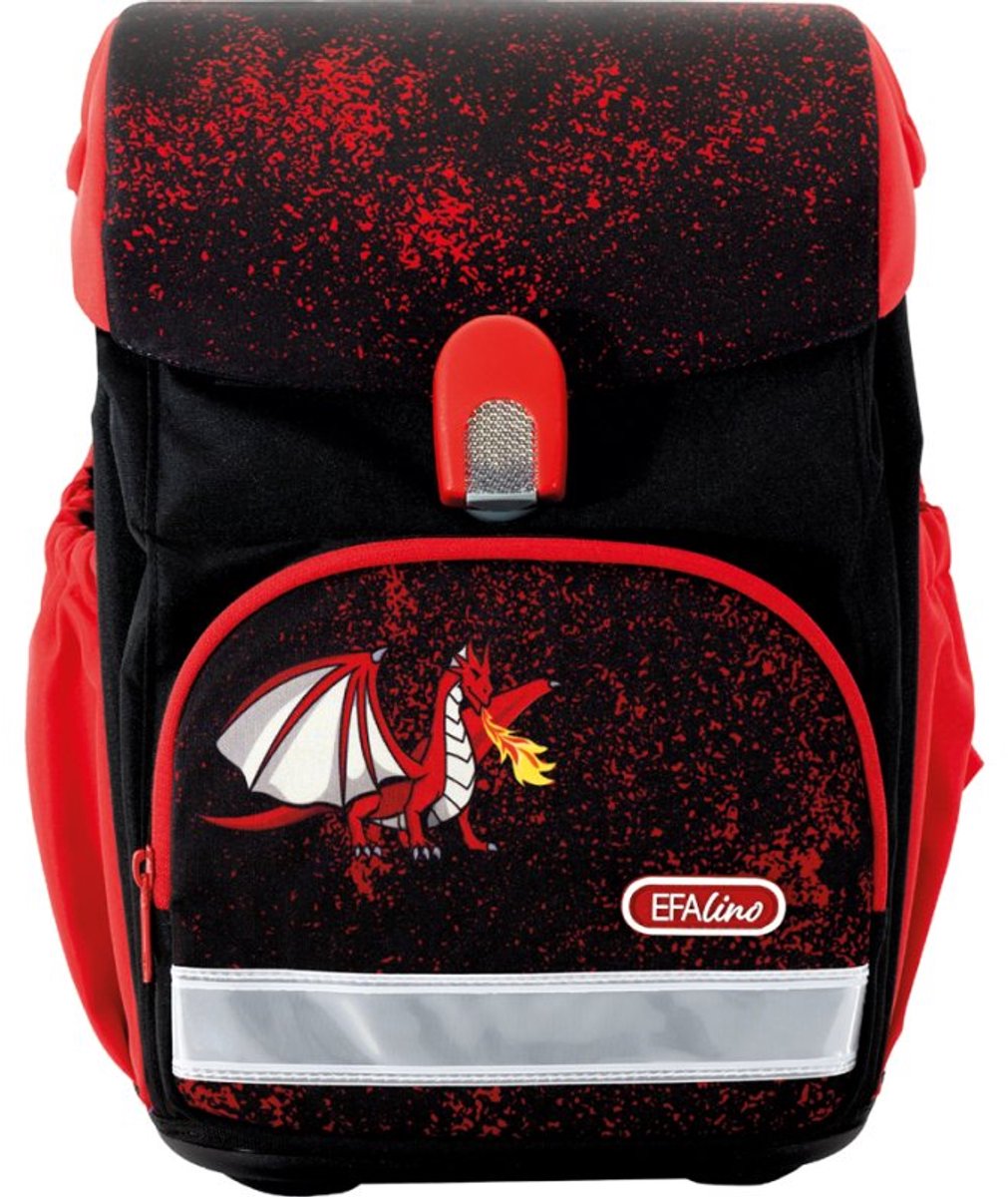EBERHARD FABER schooltas set EFAlino Draak, 4-delig, zwart/rood, 21 liter
