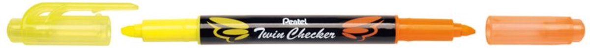 Pentel highlighter 'TWIN CHECKER', 2 punten, geel/groen