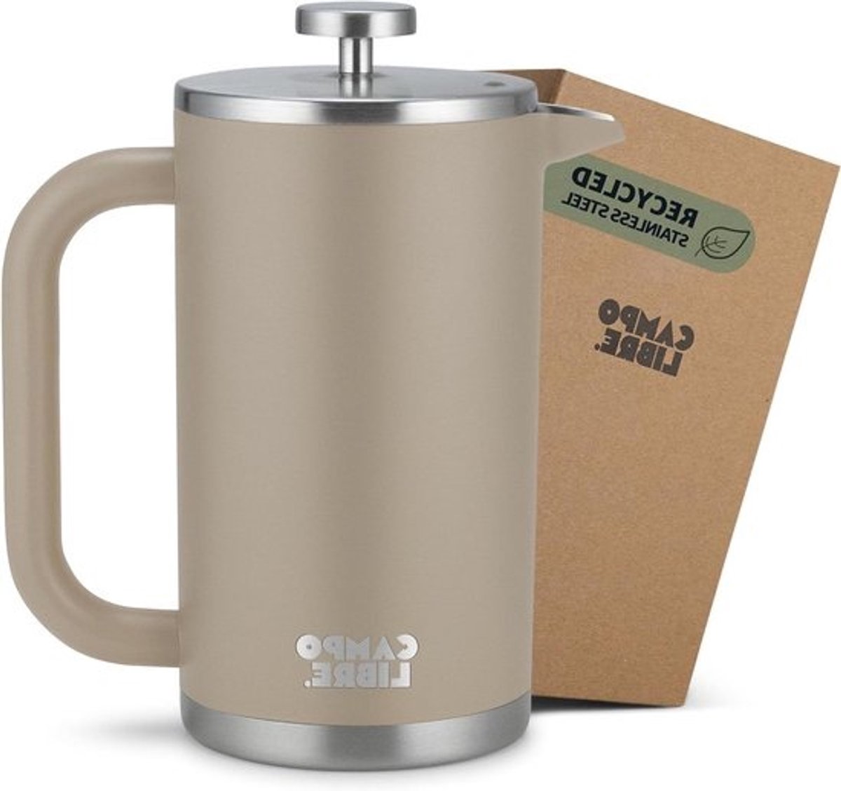 Koffiezetapparaat - French press cafetière - Voor koffiezetten - Dubbelwandig geïsoleerd - 1000ml - Beige
