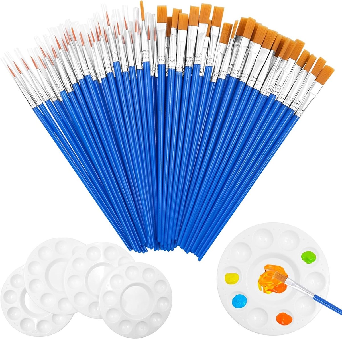 Complete Kwasten Set van 65 Stuks voor Acryl, Waterverf en Olieverf - Ideaal voor Kunstenaars, Hobbyisten en Beginners, Inclusief Diverse Formaten en Stijlen