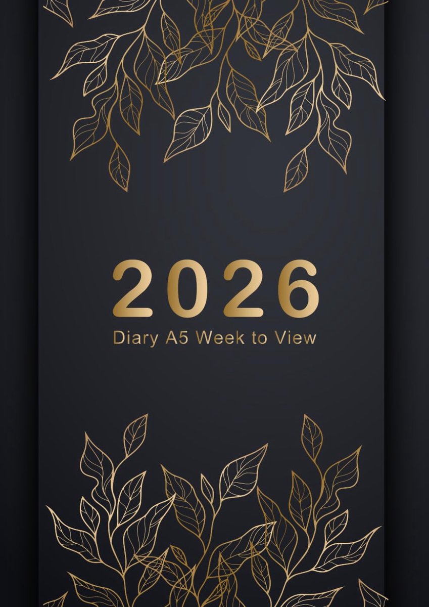 2026 Diary A5 Week to View: Planner from January 2026 to December 2026, 12 Months Diary, Leaves & Black Cover - ShopVlot