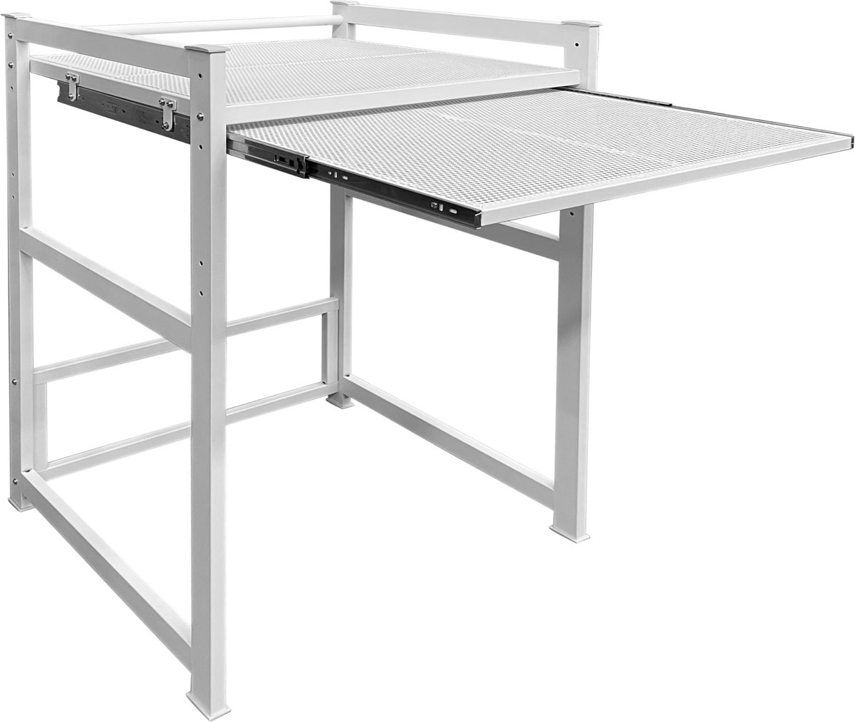 QUICK STAR Wasmachinerek, 74 x 65 x 111 cm, met uittrekbaar, wit, staand rek, droger, opbergorganizer, badkamer - ShopVlot