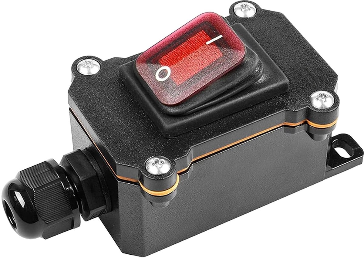 Waterdichte schakelaar, IP65, 25 A, 250 V, tuimelschakelaar, aan/uit, 2 posities, met rood ledlicht, 3 pinnen en - ShopVlot