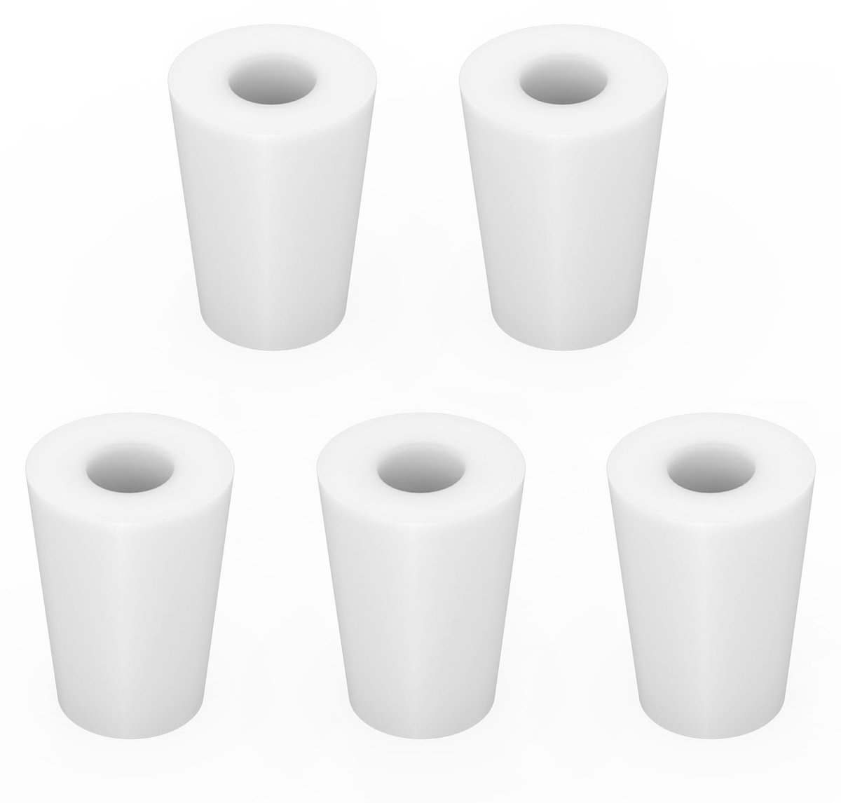 Labasics Set van 5 Siliconen Stoppen #1 Conisch Wit met 8 mm Gat, Herbruikbaar Rubber Afdichting voor - ShopVlot