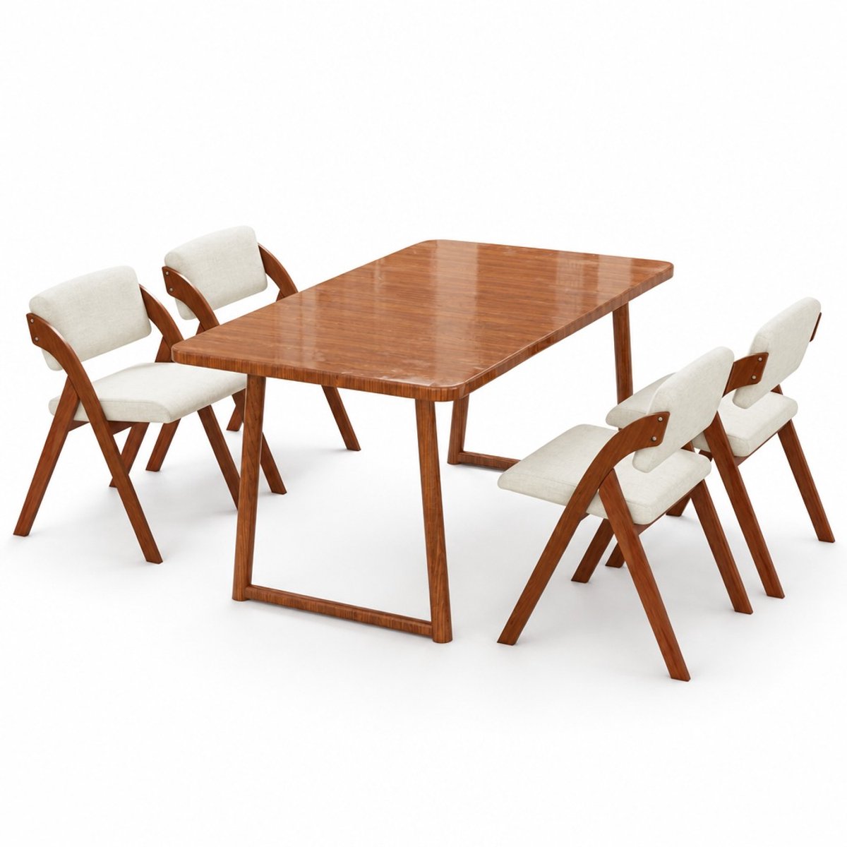 SureDeal® - Set van 2 - Eetkamerstoelen - Klapstoel - Rubberhouten Poten - Gestoffeerde Zitting en Rugleuning - Geen Montage Nodig