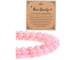 CrystalTears 8 mm rozenkwarts kristallen kralen, 96 stuks natuurlijke roze ronde steen voor het maken van sieraden - ShopVlot