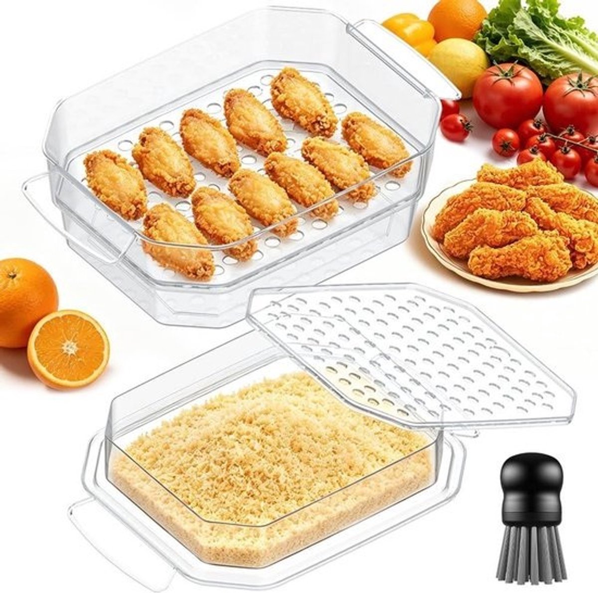 Beslagkom - Mengkom voor de keuken - Bakken en koken - Inclusief deksel en zeef - 10 liter - Transparant