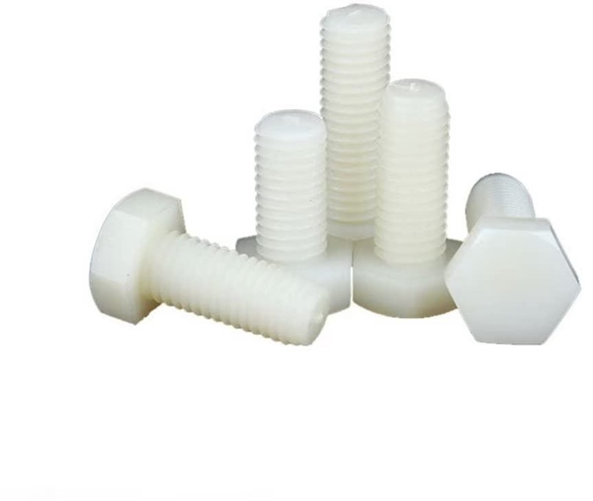 Nylon Hex Schroeven met Volledige Schroefdraad M5x12mm - 50 Stuks - Ideaal voor Machines, Bevestigen en Montages