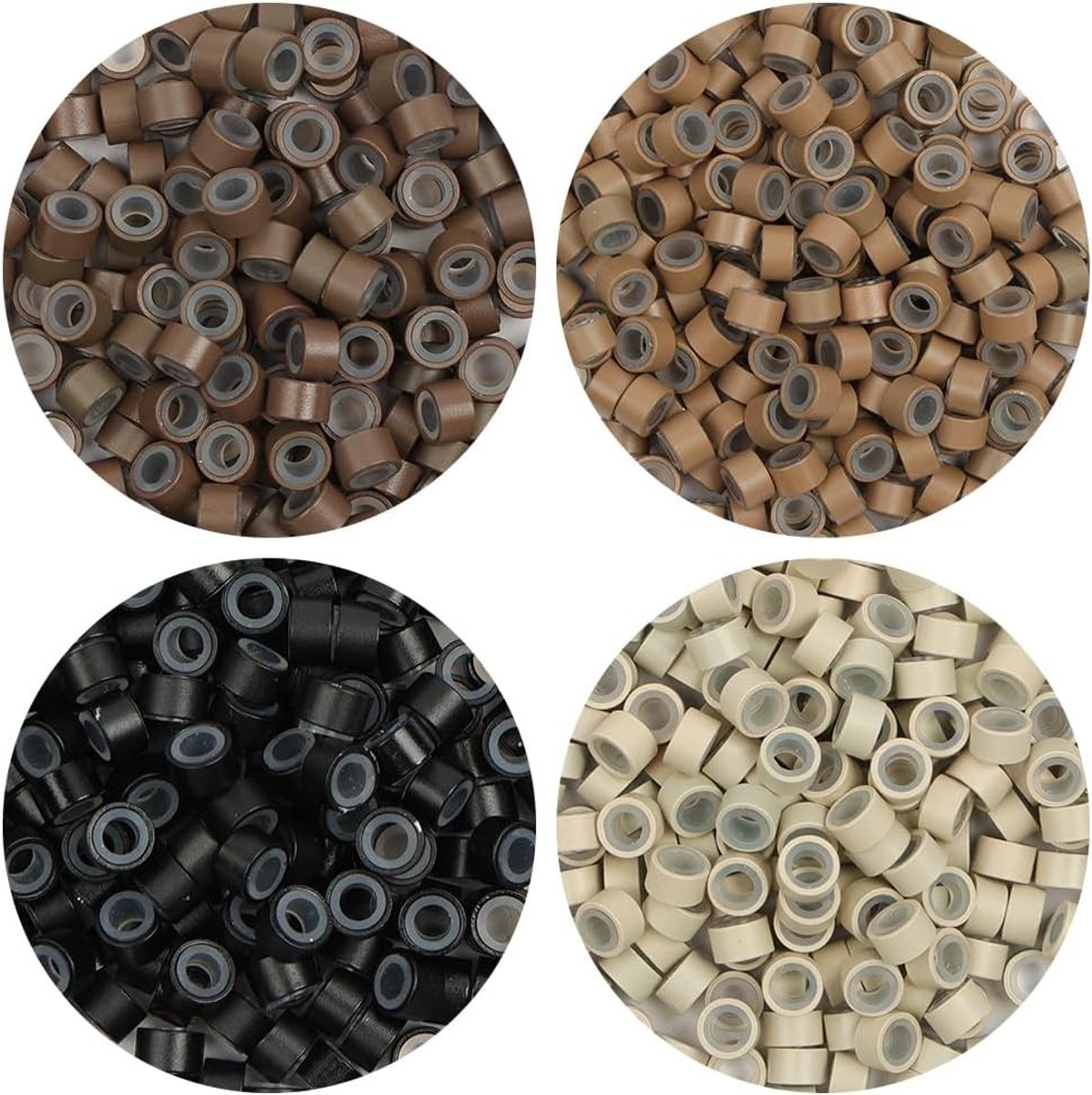 200 Stuks Silicone Nano Ringen voor Haarextensions - 5mm Micro Beads en Links voor Haarverlenging (Bruin)