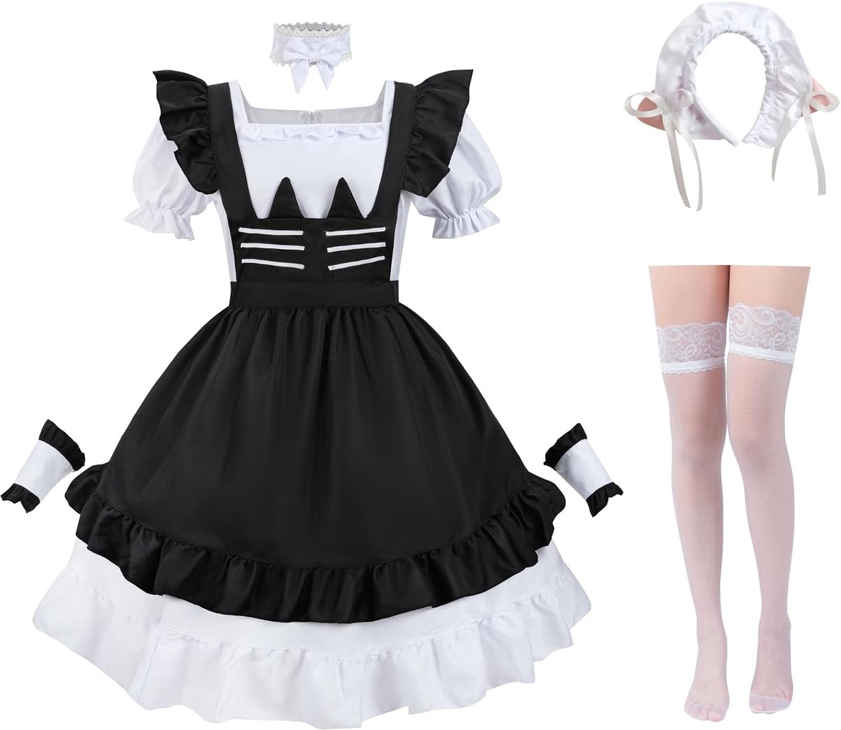 Fiamll Maid Costume French Maid Dress Anime Cosplay Maid Outfit Maid Outfit Halloween Costume for Adults - ShopVlot