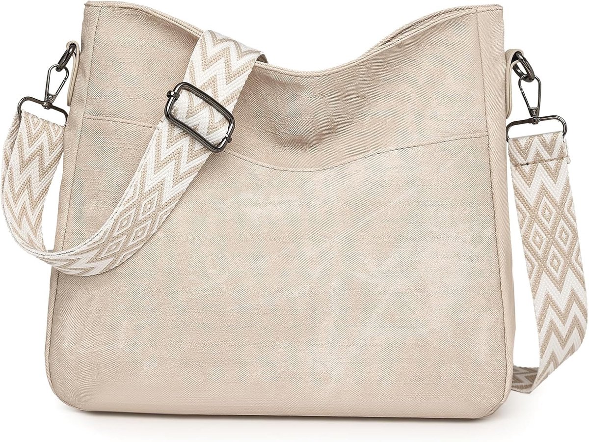 Boho Schoudertas voor Dames, Vintage Hobo Crossbody Tas met Verstelbare Schouderband, PU Leren Handtas voor Dagelijks Gebruik en Sportactiviteiten