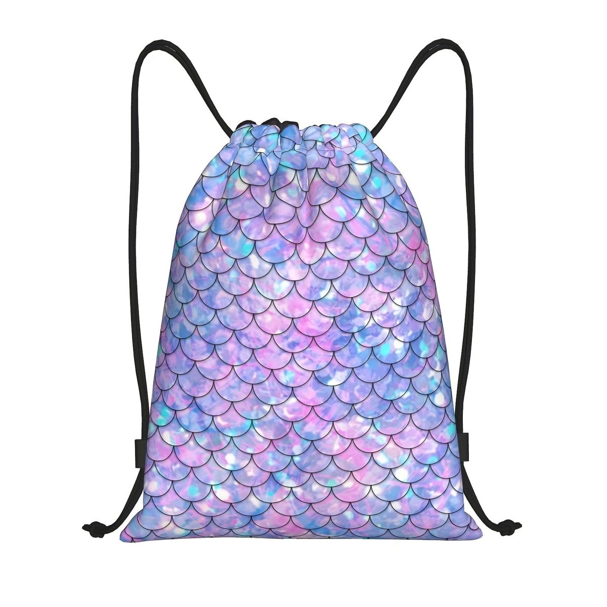 Richugui Rugzak met schattige zeemeermin, schattige visschubben, trekkoord, licht, sporttas, outdoor, opbergbaar - ShopVlot
