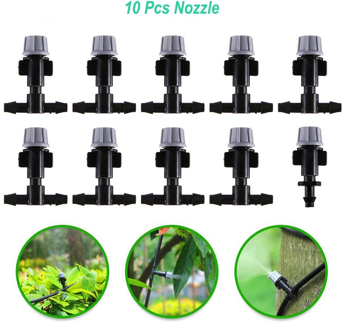 SagaSave 32,8 ft/10 m mistkoelsysteem, doe-het-zelf irrigatiesysteem Patio Misting Kit met 10 stks Mist Nozzles voor - ShopVlot