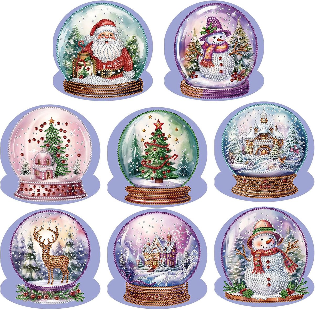 8 Pakketten DIY 5D Diamond Painting Kerstkaarten Sets - Diamond Art Wenskaarten en Bedankkaarten - Knutselcadeau voor Familie en Vrienden
