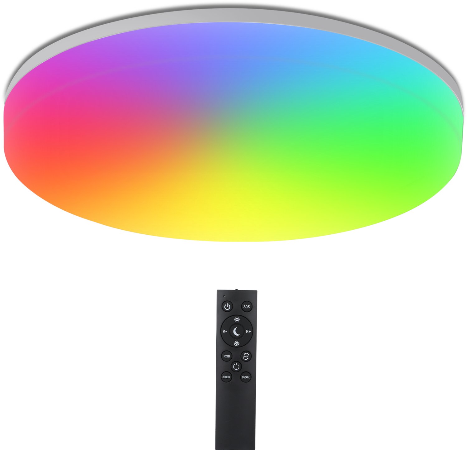 LOVHAUS RGB LED Plafondlamp 22,8 cm - 18W - Dimbaar 3000-6500K - Afstandsbediening - IP44