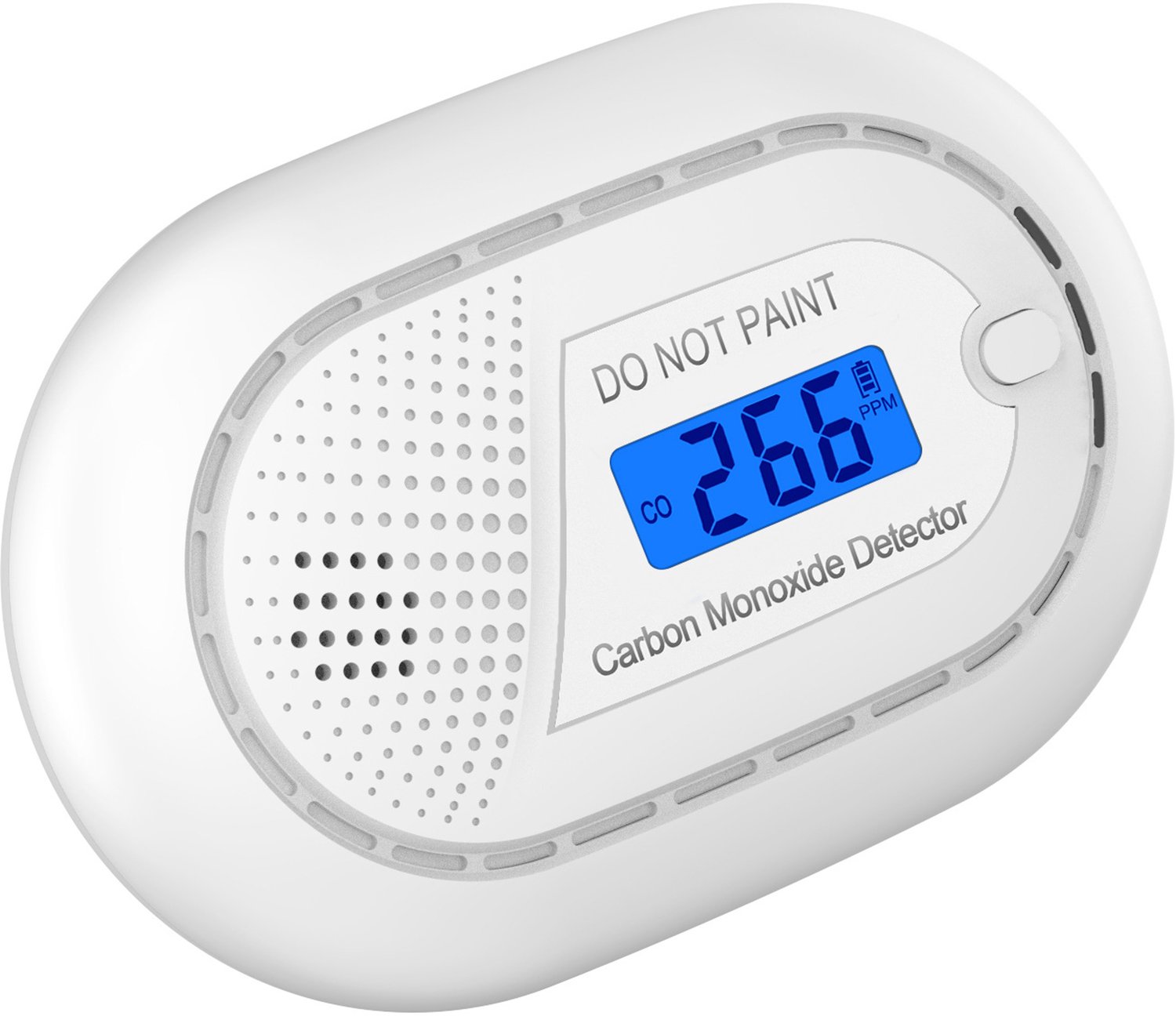 YAGXIG Koolmonoxidemelder - Slim alarm - Koolmonoxidemelder - Levensduur van 10 jaar - Draagbaar koolmonoxidealarm - Met lcd-scherm - Plat - Geen boren nodig - 1 stuk - Wit - Inclusief batterij