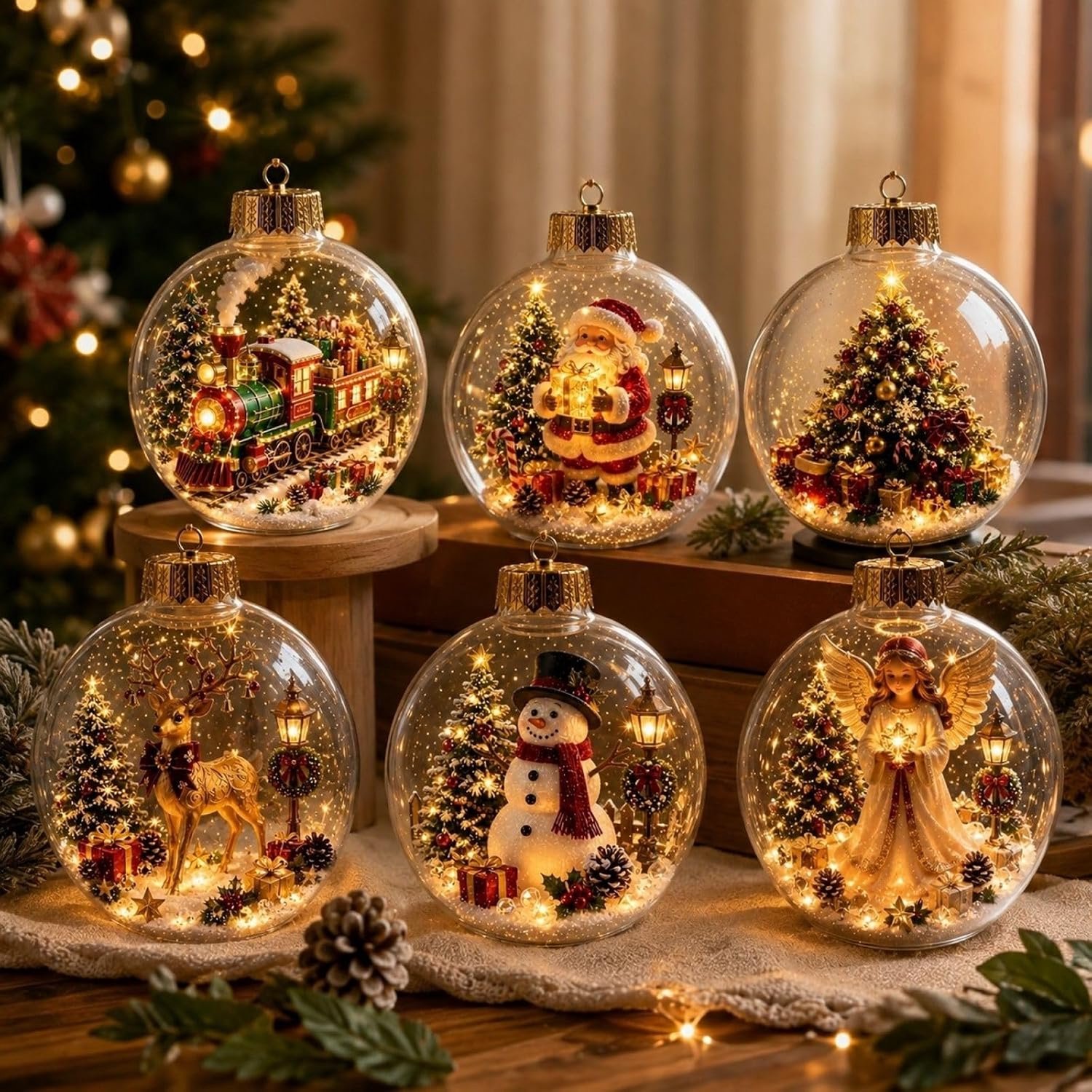 Lichtgevende Kerstbal - 8 Stuk - 10 Cm - Plastic Kerstballen - Kerstballen Set - Kerstdecoratie - Doorzichtige Kerstballen - Kerstmis Decoratie - Met Warm LED-Licht - Geschikt Voor Halloween-Decoraties, Kerstdecoraties En Verjaardagsfeestjes – foto 2