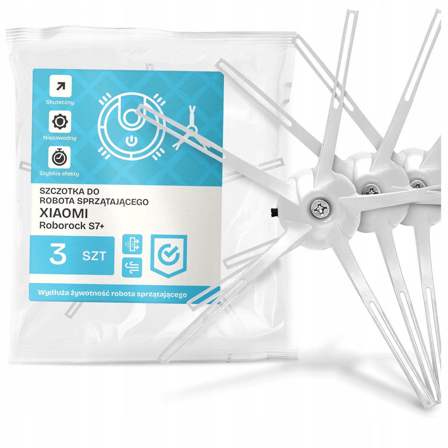 3x Zijborstel voor Xiaomi Roborock S7+ Robotstofzuiger