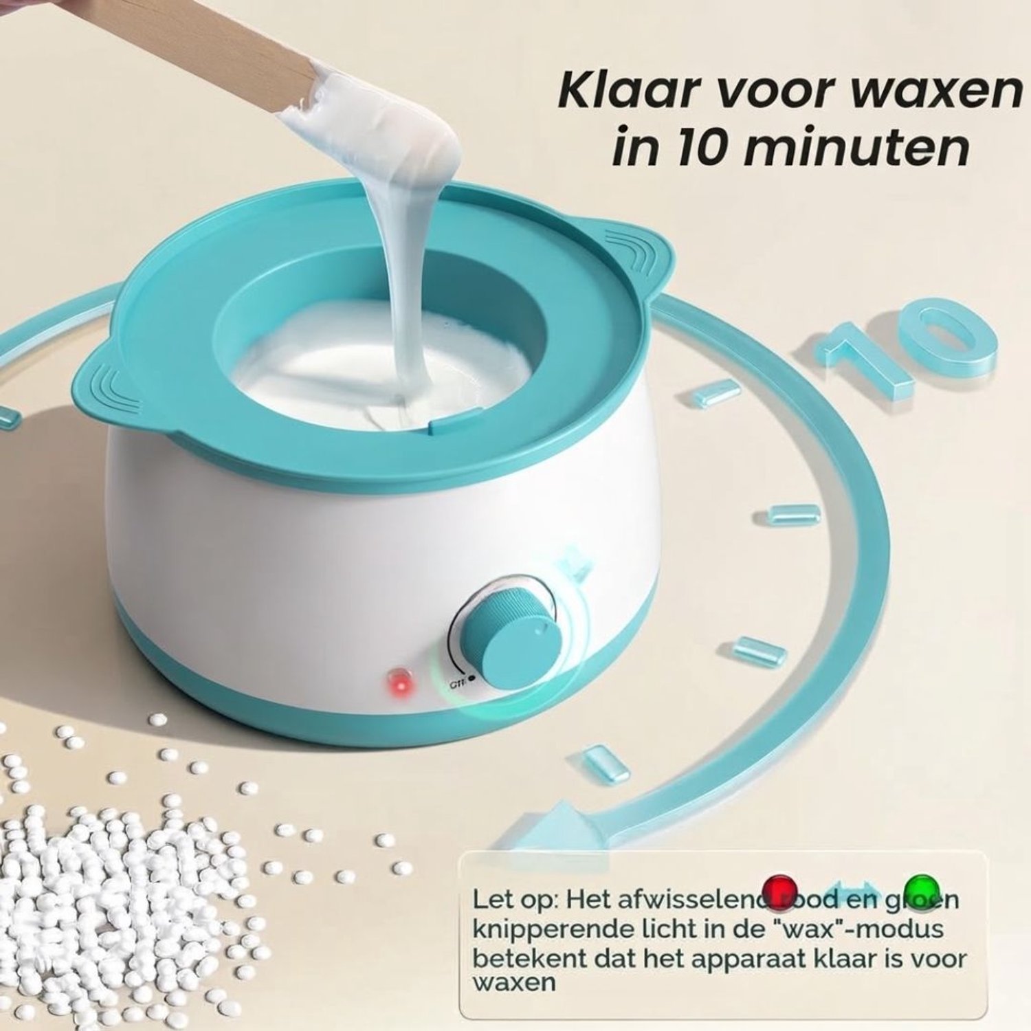 TYR® Wax Apparaat - Ontharingsset - Professionele Wax Apparaat - Wit/Blauw - 21cm x 21cm x 16cm