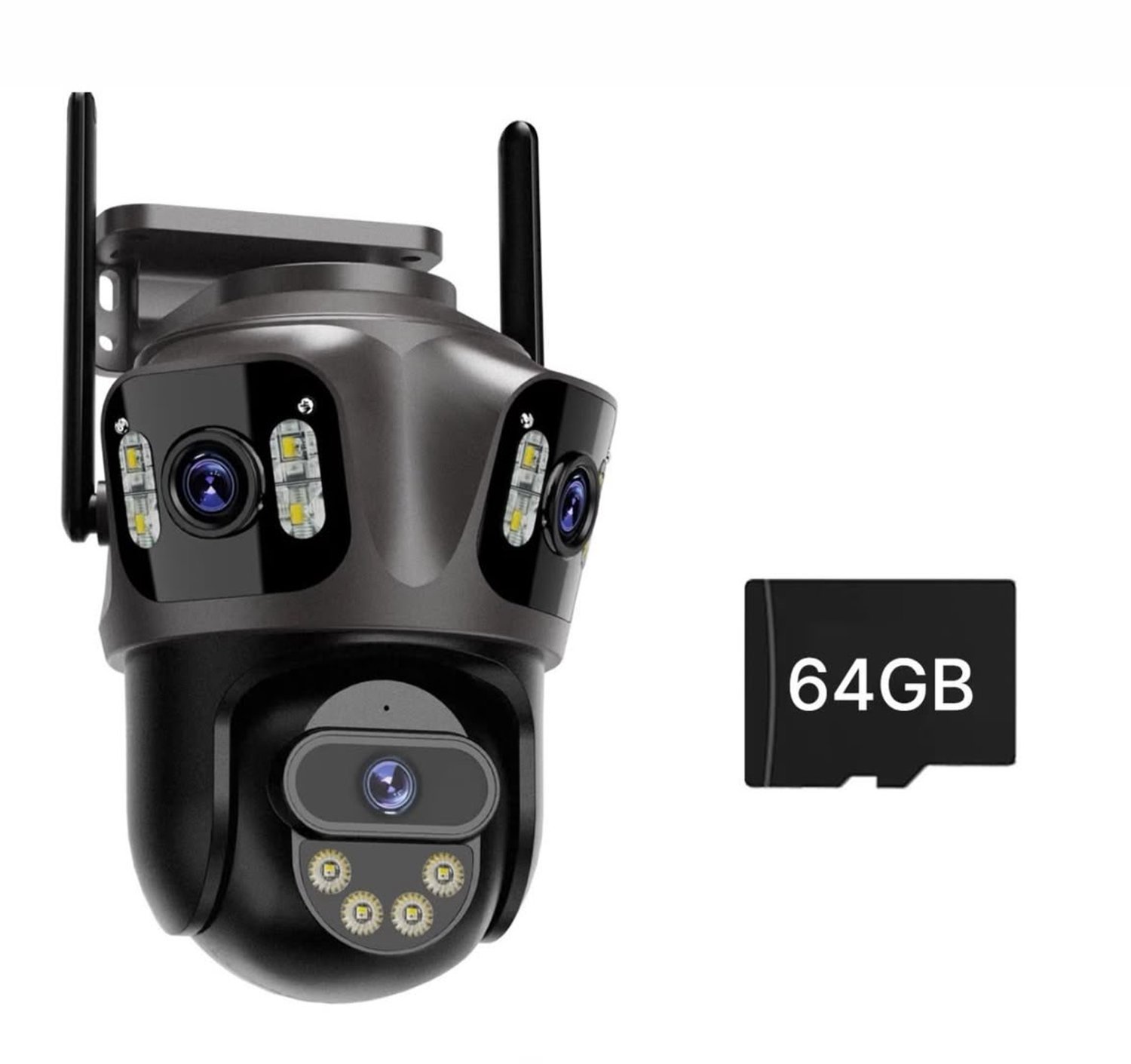 Atlasyx beveiligingscamera - Buitencamera - Wifi camera - Ip camera - Waterdichte camera - 3 Lenzen - 6K - 355° PTZ - Wit