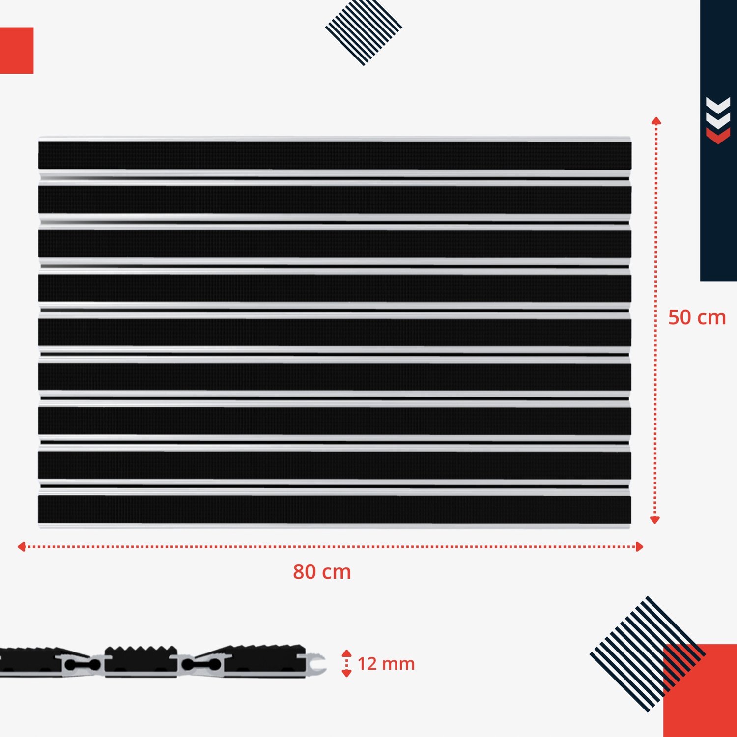 Polentex Combi Junior 12 Deurmat - Aluminium met Rubber, Bruin 80x50cm