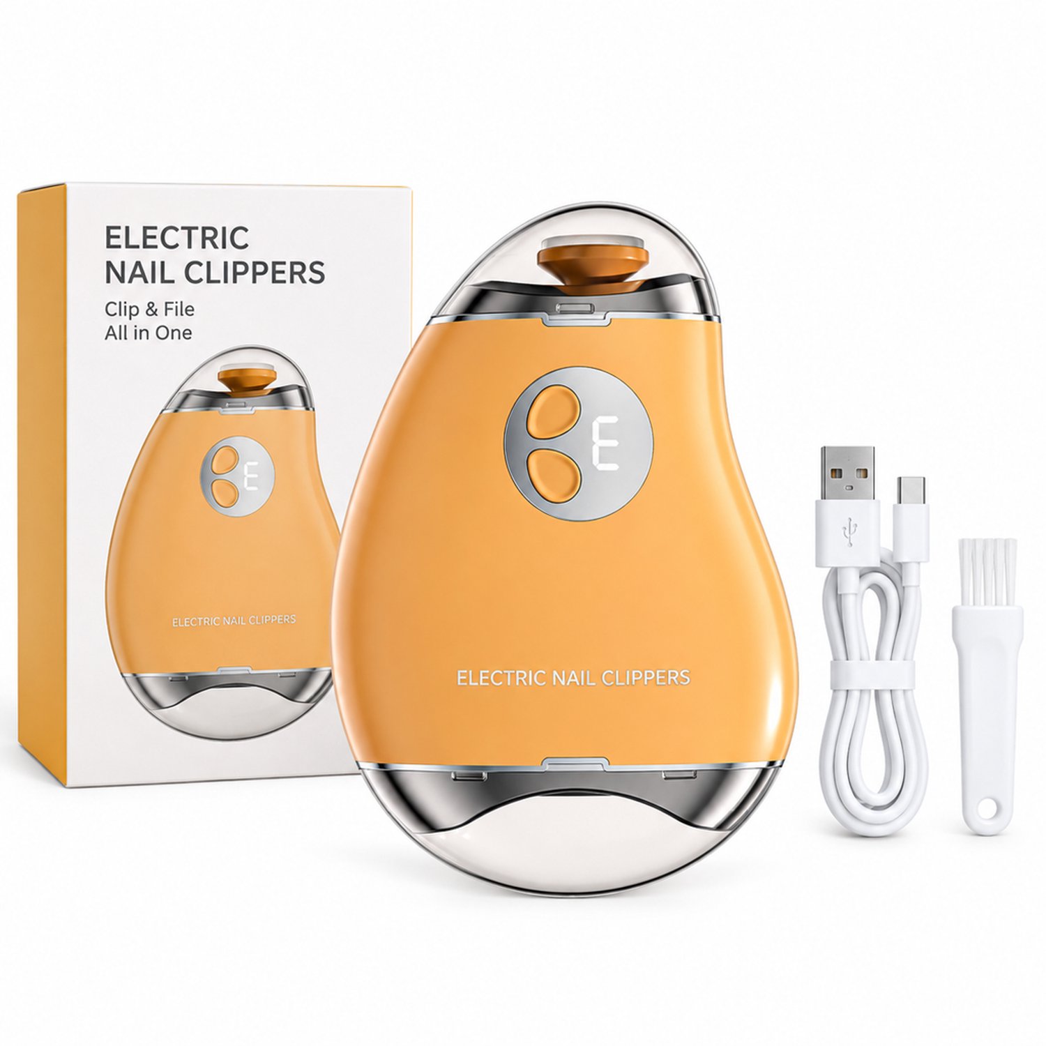 elektrische nagelknipper - knippen en vijlen - draadloos voor thuisgebruik - geel met Engelstalige verpakking