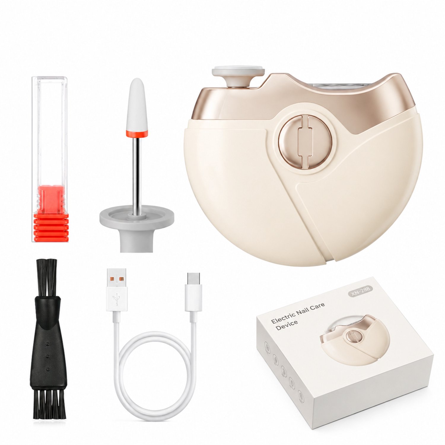 elektrische nagelknipper - model XN-288 - elektrische nagelverzorging - voor dagelijks thuisgebruik - gebroken witte uitvoering met Engelstalige verpakking