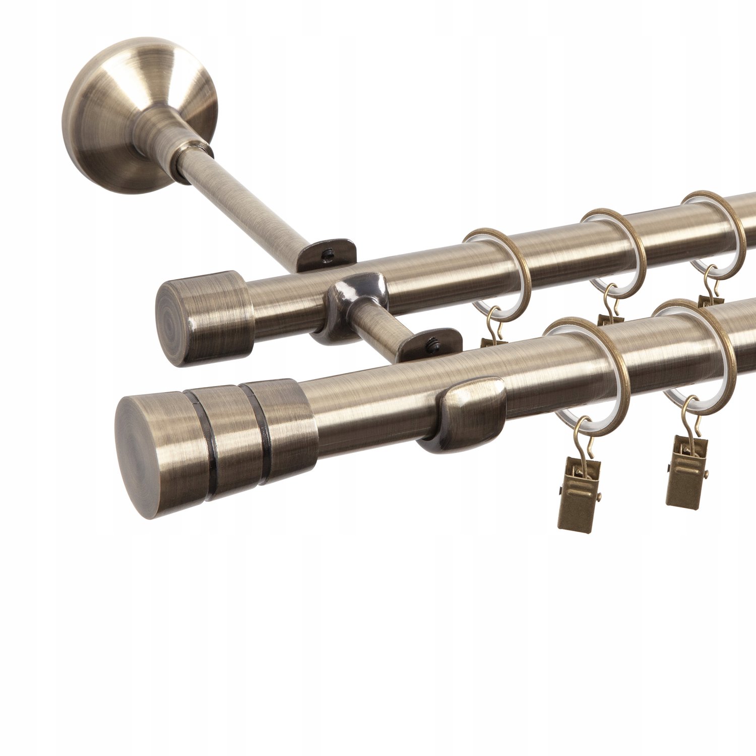 Dubbele Gordijnstang 240cm 19/16mm Klassiek Metaal - Configureerbaar