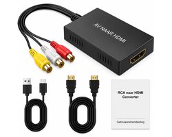 AV naar HDMI Adapter – RCA naar HDMI Converter – 720 & 1080p – USB Kabel – Plug & Play - Tulp naar HDMI - Compatibel met HDTV's, Monitoren, Projectoren