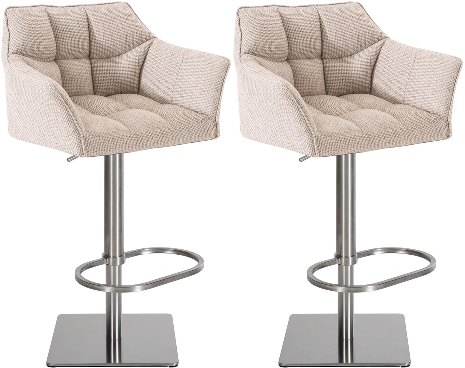 Luxe Comfort Torino 0188 barkrukken (set van 2) - stof - ivoor ivoor roestvrij staal