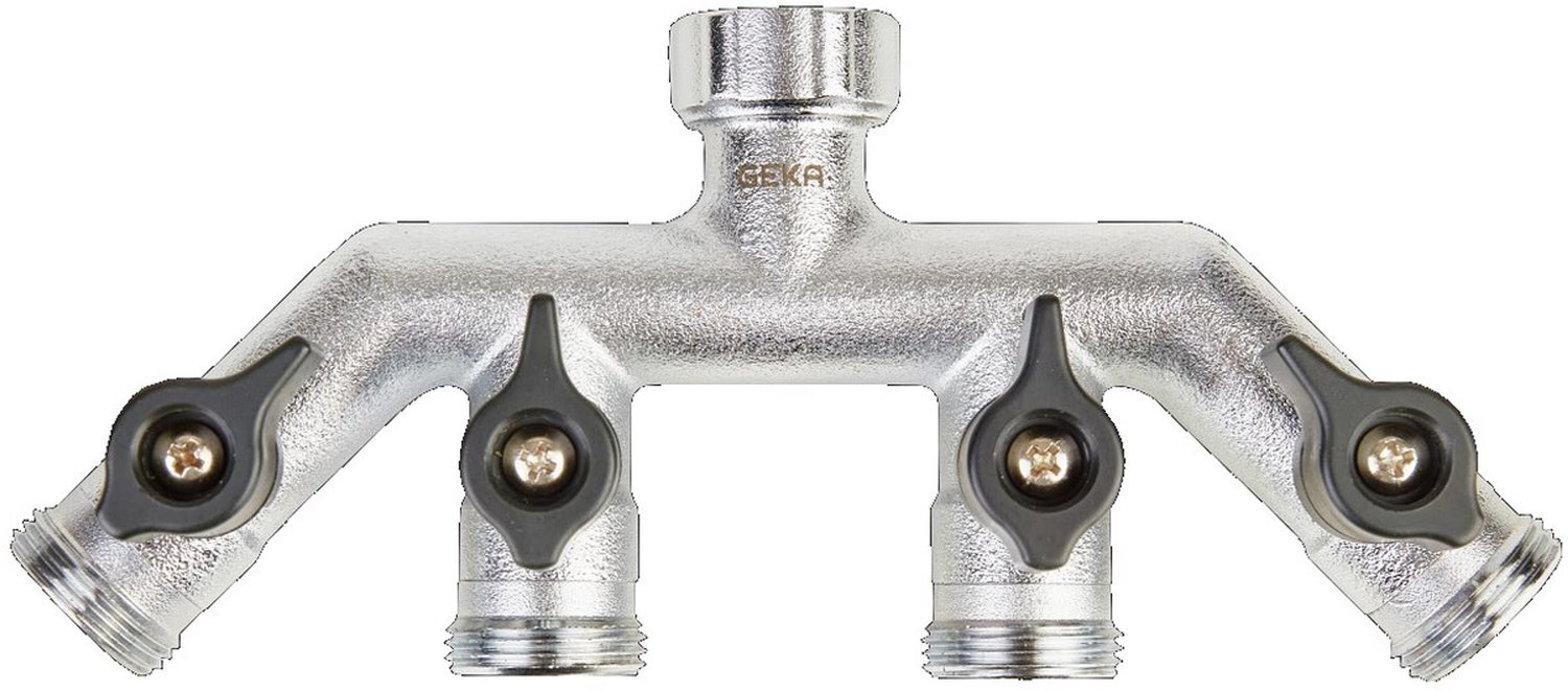 GEKA plus vierwegventiel buitendraad 4x3/4 inch moerdraad 3/4 inch