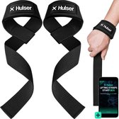 Hulser Lifting straps - Zwart - 2 stuks - met Padding - Met digitale startgids - Wrist wraps - Gym Lifting grips - Soft hooks - Voor deadlift, RDL's en meer - Fitness, Krachttraining, Bodybuilding en Powerlifting