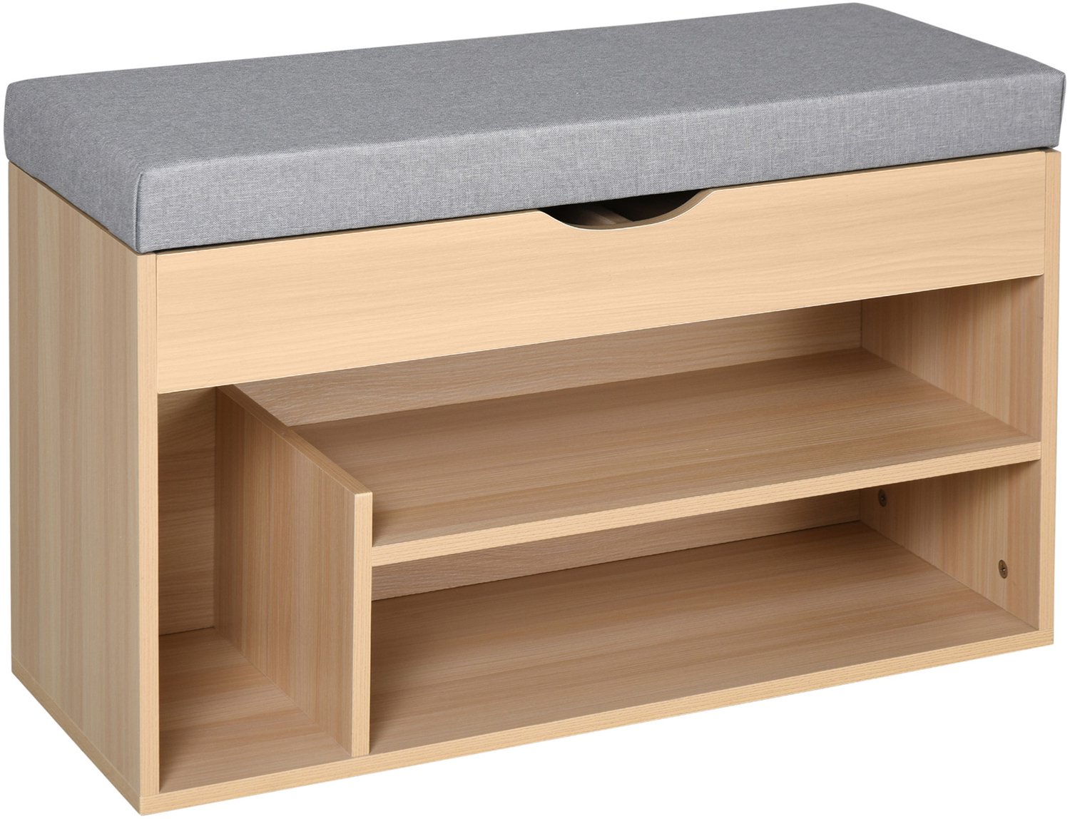 HOMCOM schoenenbankje van MDF, 80x30x48 cm, beige