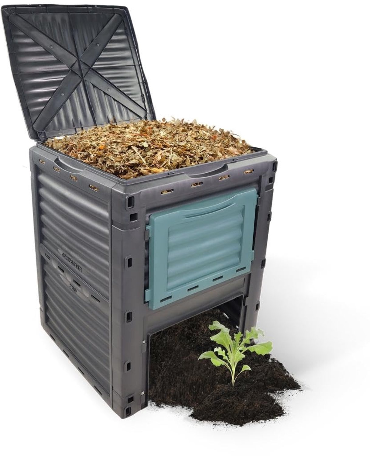 Famanu - Tuincompostbak - Verminder afval en creëer compost - Gemaakt van gerecycled kunststof - Zwart 1 stuk