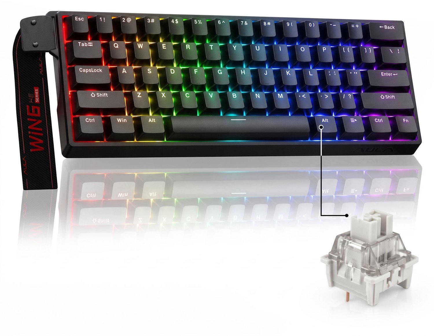 AULA WIN60 HE - Bedraad Gaming Toetsenbord - Magnetische Toetsen - 60% RGB -Hall Effect Rapid Trigger Gaming Keyboard- Gasket - Hot Swap - 8K Hz Polling Rate - QWERTY Toetsenborden - Zij Bedrukte toetsen - 61 Keys - Zwart