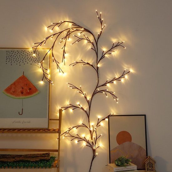 Betoverende Wilgentak-Lichtslinger – lamp – 2,3 meter Twinkelende Boomtak met Afstandsbediening – 144 LED-Slingerlampjes voor Wand – Slaapkamer – Woonkamer & Huisdecoratie – 1 Stuk