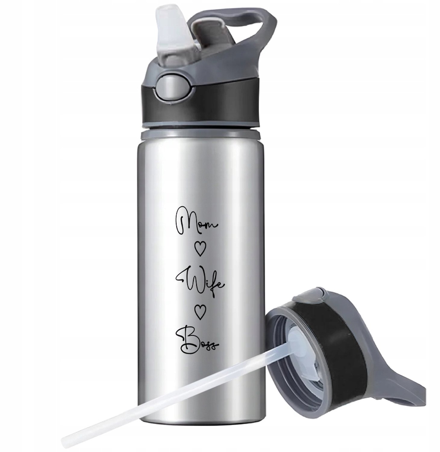 Aluminium Sport Bidon 650ml met Rietje en Handvat