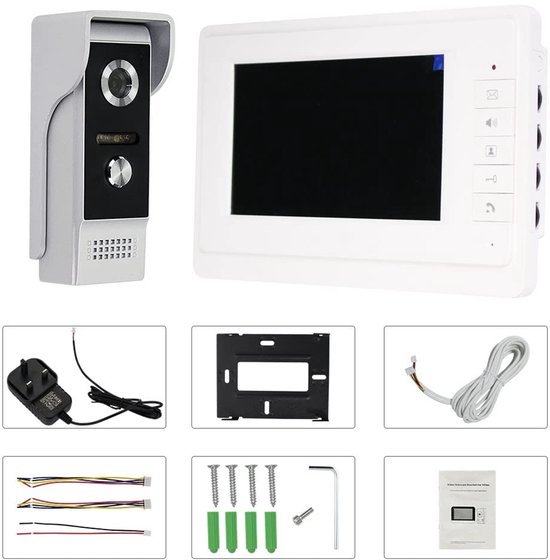 Video Deurbel 7 Inch - Bekabeld Deurbelsysteem - 12-15 Volt - Kunststof - Voor Binnenbeveiliging — afbeelding 2