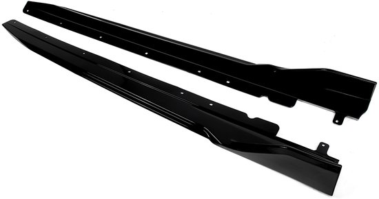 Twee glanzend zwarte zijskirts in prestatie-stijl, vervaardigd uit ABS-kunststof voor BMW 3-serie.