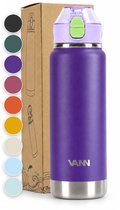 VANN® RVS Drinkfles met rietje 750 ML voor volwassenen - Bidon met rietje - sportfles 24 uur koud/12 uur warm - Wild Berry - VANN ACTIVATE BOTTLE