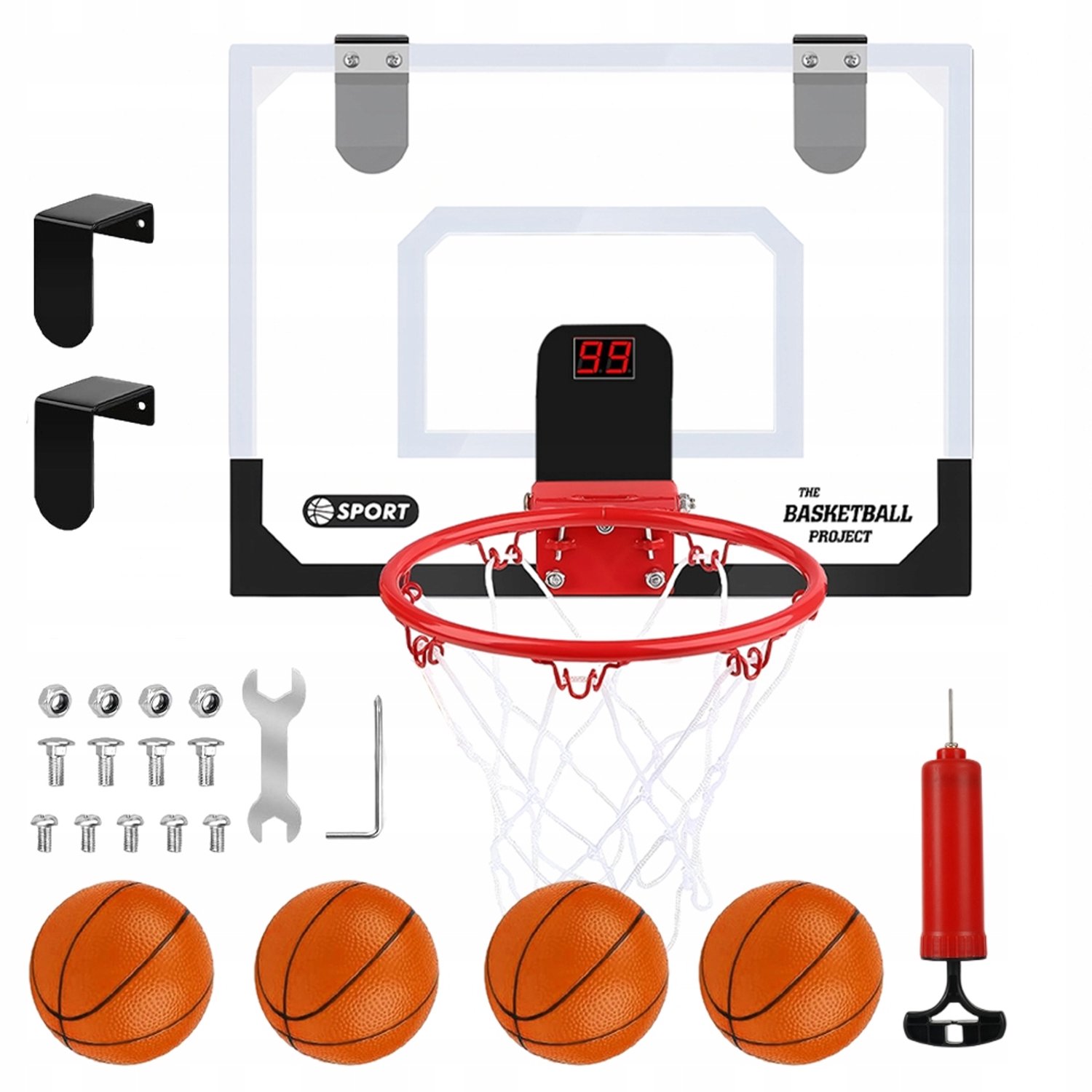 Merkloos Mini Basketbalbord met Scoreteller en 4 Ballen