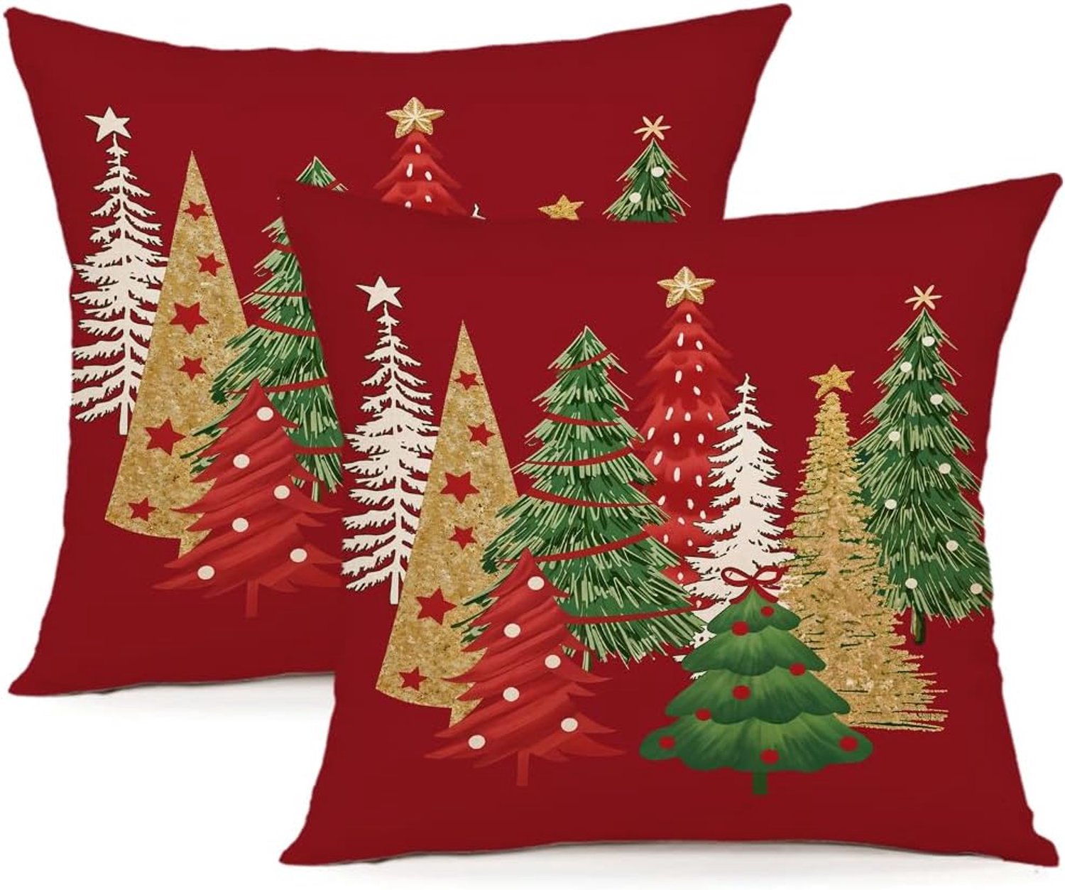 Set van 2 - sierkussens - kussensloop - kussenhoes 45x45 - kussenhoezen 45 x 45 - sierkussenhoes 45x45 - kerstversiering - kussenhoesjes - kerstkussens - kerst kussensloop - Kerst Kussenhoes - kerstkussenhoesjes - kerstkussensloop - Rood
