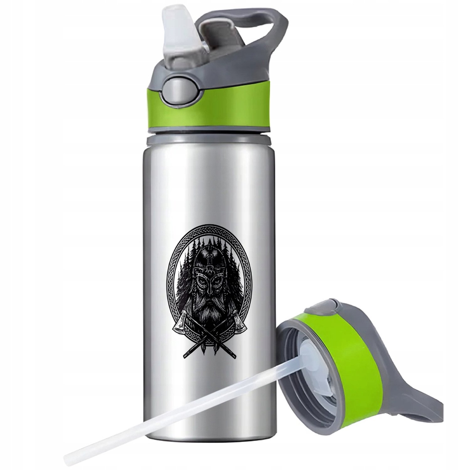 Sport Bidon Aluminiowy 650ml z Uchwytem i Słomką